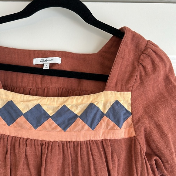 Madewell Patchwork Square Neck Top in Burnt Clay - Picture 3 of 3